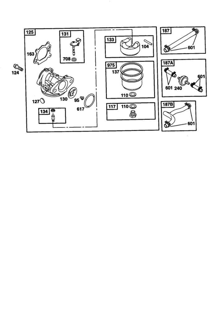 Carburetor Diagram and Parts List for 12V800-12V899 1742-1766-1776 Briggs and Stratton Engine